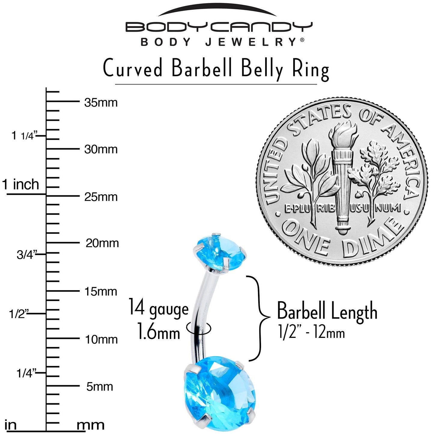 Topaz Blue Gem December Birthstone Double Mount Belly Ring