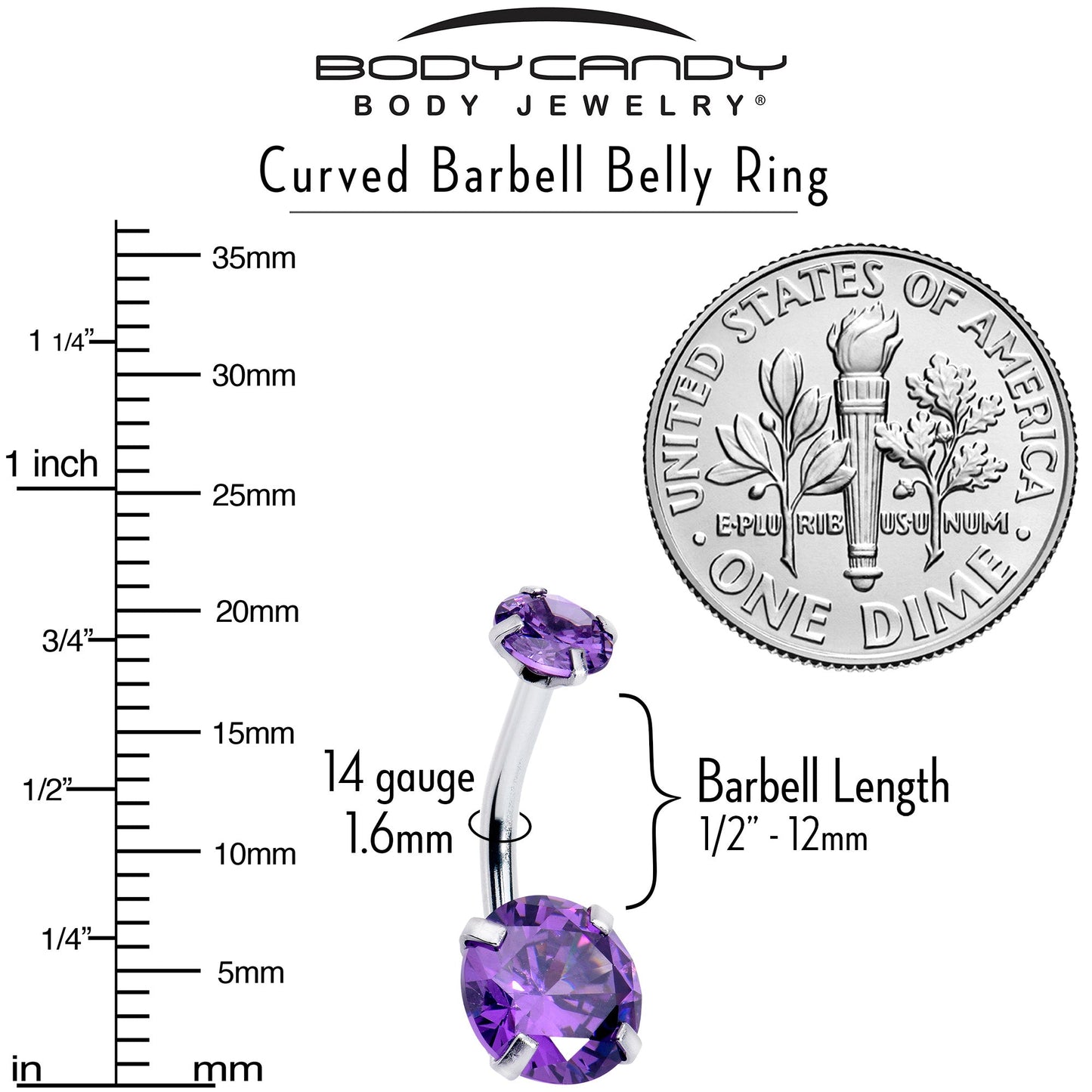 Purple Gem February Birthstone Double Mount Belly Ring