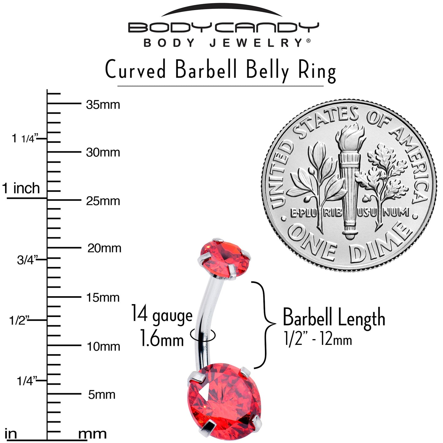 Light Red Gem January Birthstone Double Mount Belly Ring