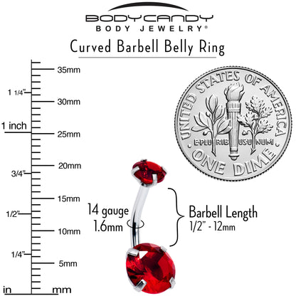 Deep Red Gem July Birthstone Double Mount Belly Ring