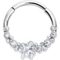 16G 3/8 Clear CZ Gem Starfish Supreme Hinged Segment Ring