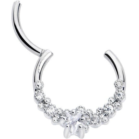 16G 3/8 Clear CZ Gem Starfish Supreme Hinged Segment Ring