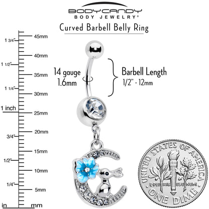 Clear Gem Rabbit On The Moon Blue Dangle Belly Ring