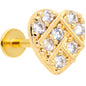 16G 5/16 Clear Gem Gold Hue Lattice Heart Internally Threaded Labret