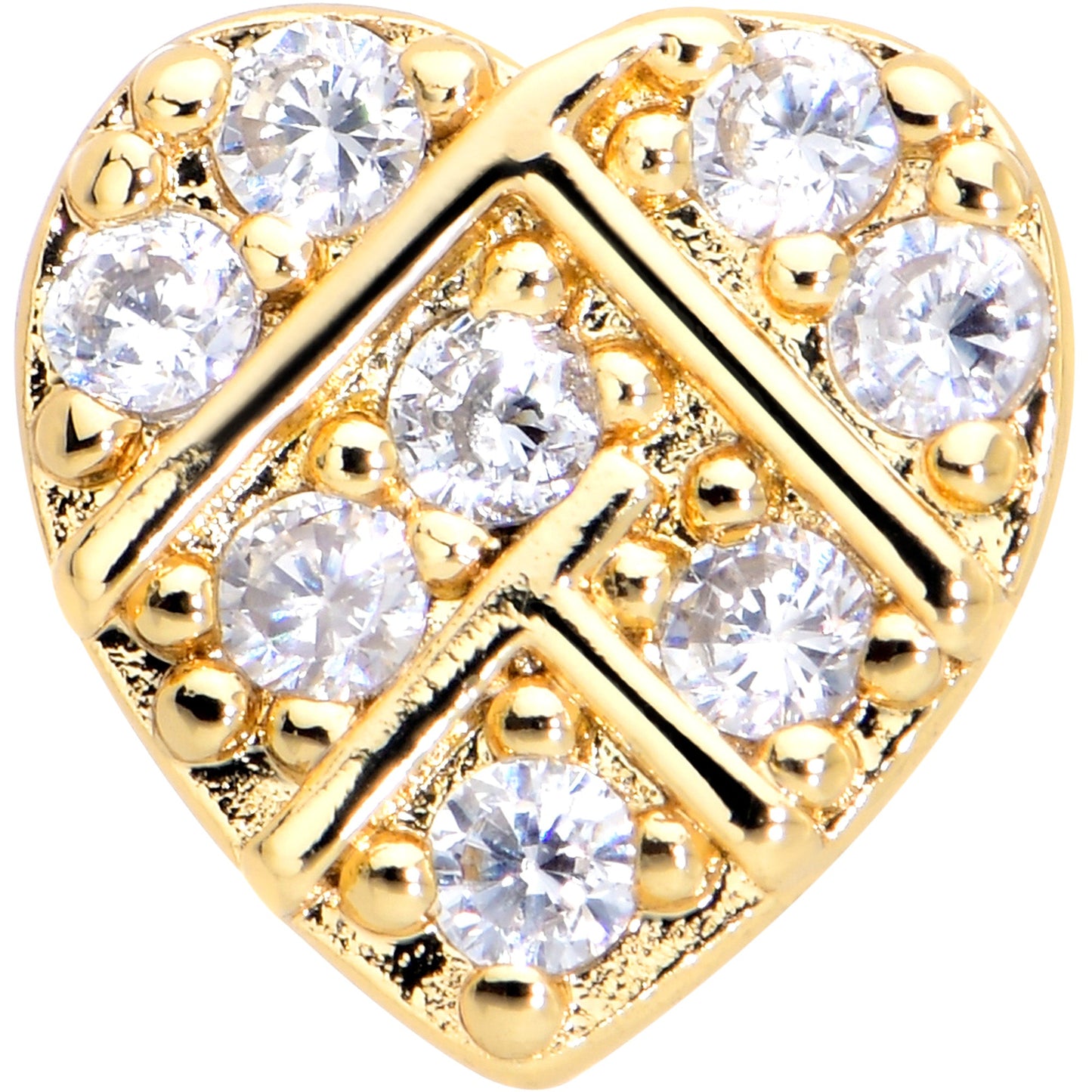 16G 5/16 Clear Gem Gold Hue Lattice Heart Internally Threaded Labret