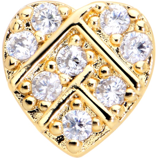 16G 5/16 Clear Gem Gold Hue Lattice Heart Internally Threaded Labret