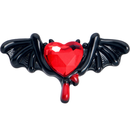 20G 7mm Red Gem Black Bleeding Heart Bat Left Side Nose Screw