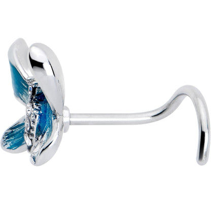 20G 7mm Clear Gem Chunky Butterfly Blue Left Side Nose Screw