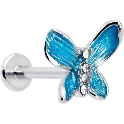 16G 5/16 Clear Gem Chunky Butterfly Blue Labret Monroe Tragus