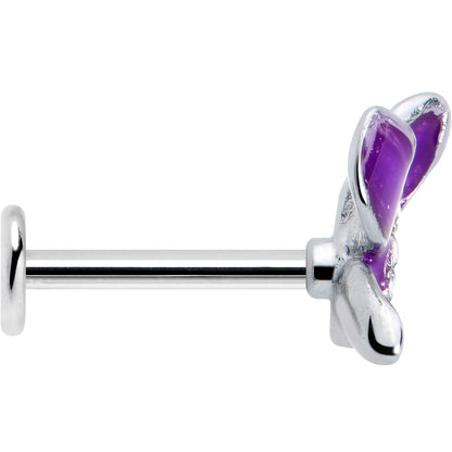 16G 5/16 Clear Gem Chunky Butterfly Purple Labret Monroe Tragus