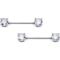 14G 9/16 Clear CZ Gem Forward Facing April Birthstone Nipple Ring Set