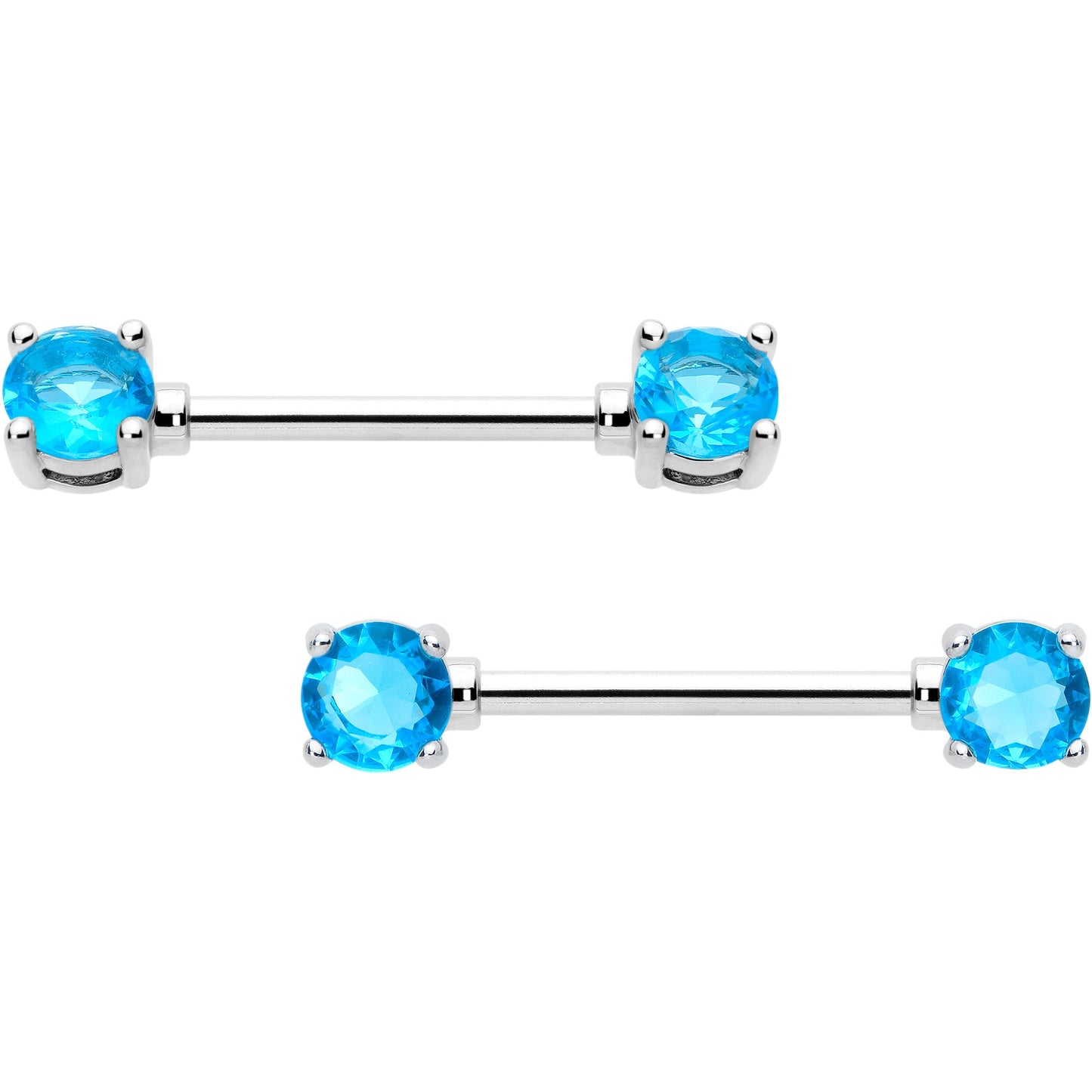 14G 9/16 Blue CZ Gem December Birthstone Nipple Ring Set