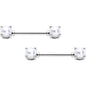 14G 9/16 White Faux Pearl June Birthstone Nipple Ring Set