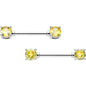 14G 9/16 Yellow CZ Gem November Birthstone Nipple Ring Set