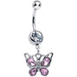 Pink Gem Butterfly Beauty Bling Dangle Belly Ring