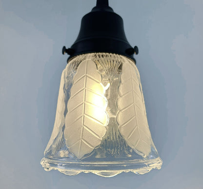 Frosted Leaf Embossed Clear Pendant Light