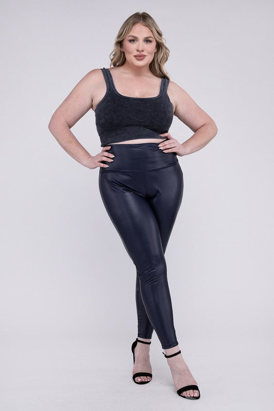 ZENANA Plus High Rise Faux Leather Leggings