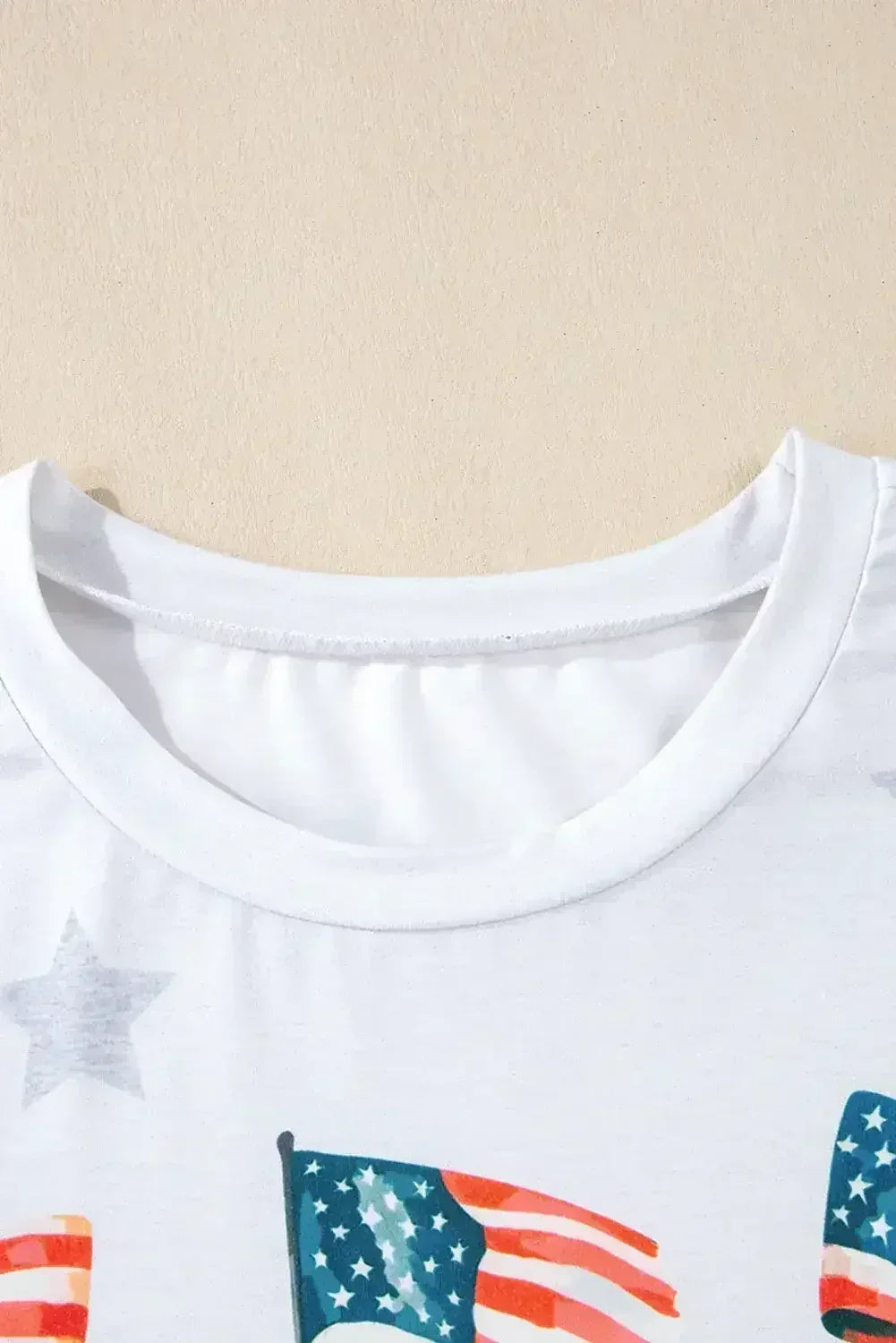 Khaki Patriotic Flag Bow Graphic Starry Round Neck T Shirt