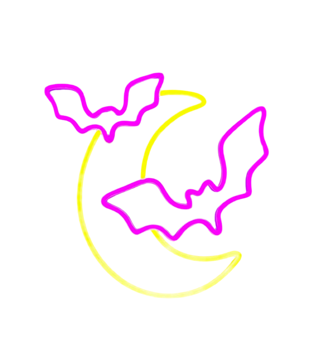 13” Bat & Moon Halloween Neon Sign