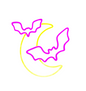 13” Bat & Moon Halloween Neon Sign
