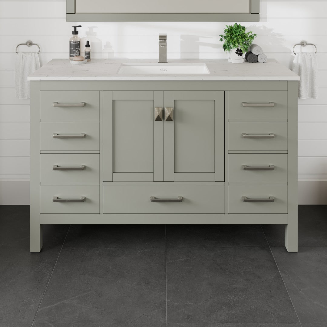 Eviva London Bath Vanity with Carrara Quartz Top and Undermount Porcelain Sink (20"-60")