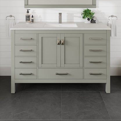 Eviva London Bath Vanity with Carrara Quartz Top and Undermount Porcelain Sink (20"-60")