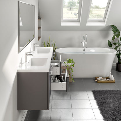 Eviva Axis Wall Mount Bath Vanity with Acrylic Top and Integrated Sinks
