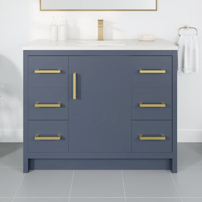 Eviva Curio Bath Vanity with Carrara Quartz Top and Undermount Porcelain Sink (24"-60")