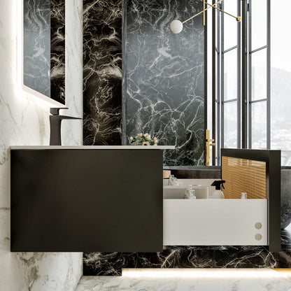 Eviva Nets Wall Mount Bath Vanity with Solid Surface Top and Integrated Sink (32"-44")