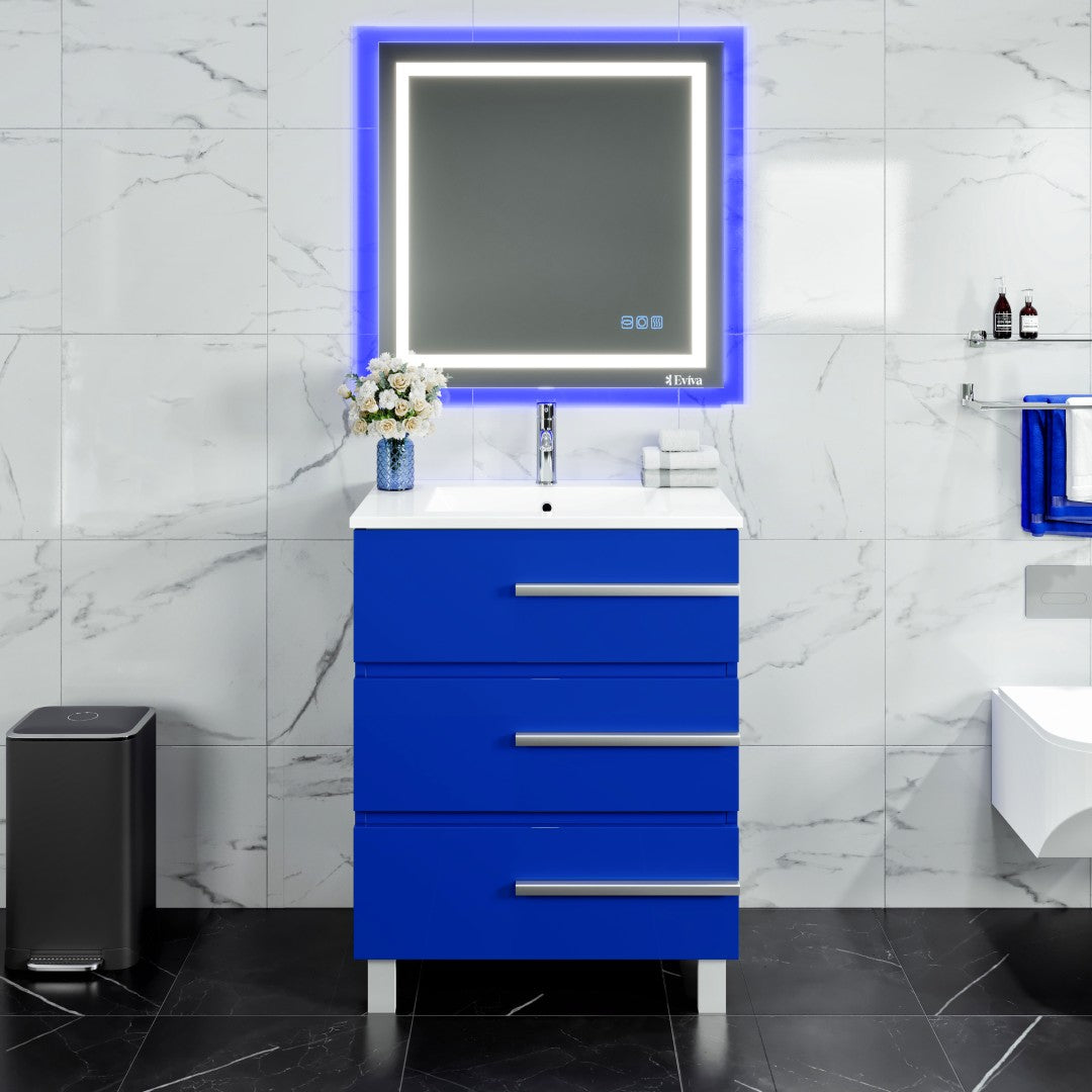Eviva Deluxe Bath Vanity with Porcelain Top and Integrated Sink (20"-32")