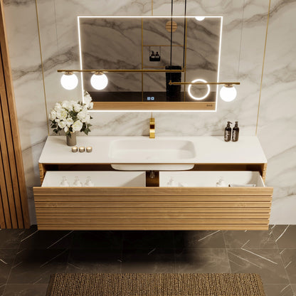 Eviva Allure Wall Mount Bath Vanity with Solid Surface Top and Integrated Sink