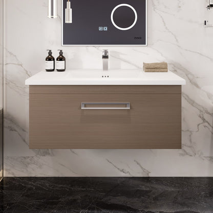 Eviva Orleans Wall Mount Bath Vanity with Porcelain Top and Integrated Sink