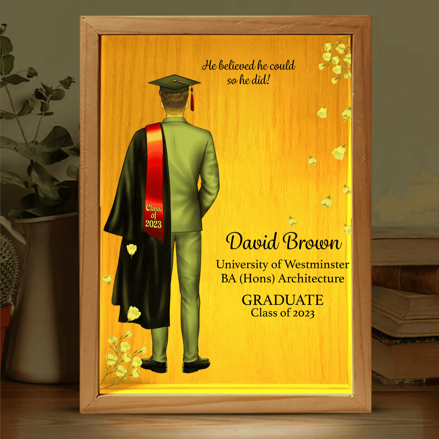 Custom Graduation Gift - Frame Light Box - Personalized Present For Her, Him, Grad | Ceremony, Commencement, Convocation, College & University