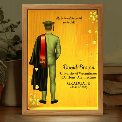 Custom Graduation Gift - Frame Light Box - Personalized Present For Her, Him, Grad | Ceremony, Commencement, Convocation, College & University