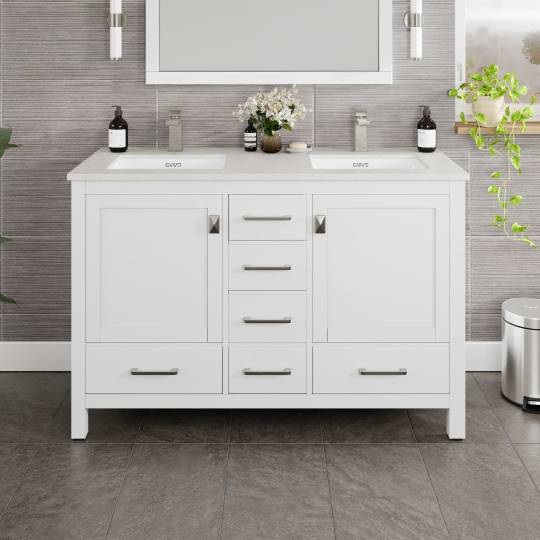 Eviva London Bath Vanity with Carrara Quartz Top and Undermount Porcelain Sink (20"-60")
