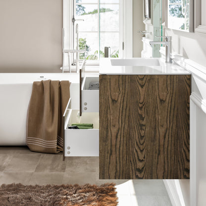 Eviva Ciocco Wall Mount Bath Vanity with Solid Surface Top and Integrated Sink