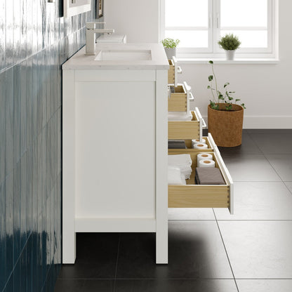 Eviva London Bath Vanity with Carrara Quartz Top and Undermount Porcelain Sink (20"-60")