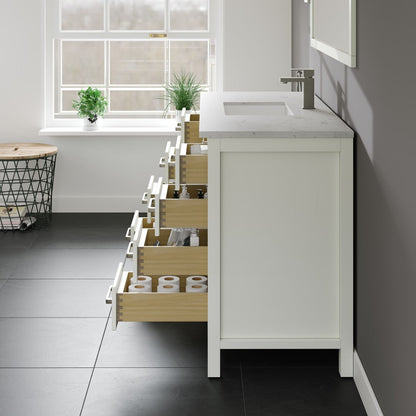 Eviva London Bath Vanity with Carrara Quartz Top and Undermount Porcelain Sink (20"-60")