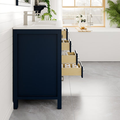 Eviva London Bath Vanity with Carrara Quartz Top and Undermount Porcelain Sink (20"-60")