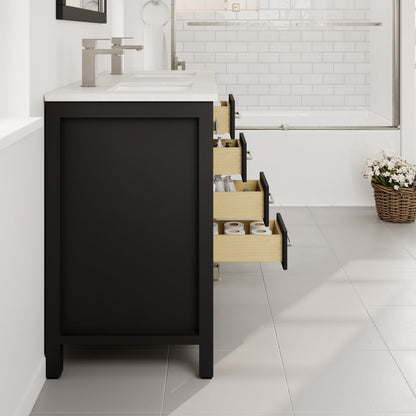 Eviva London Bath Vanity with Carrara Quartz Top and Undermount Porcelain Sink (20"-60")