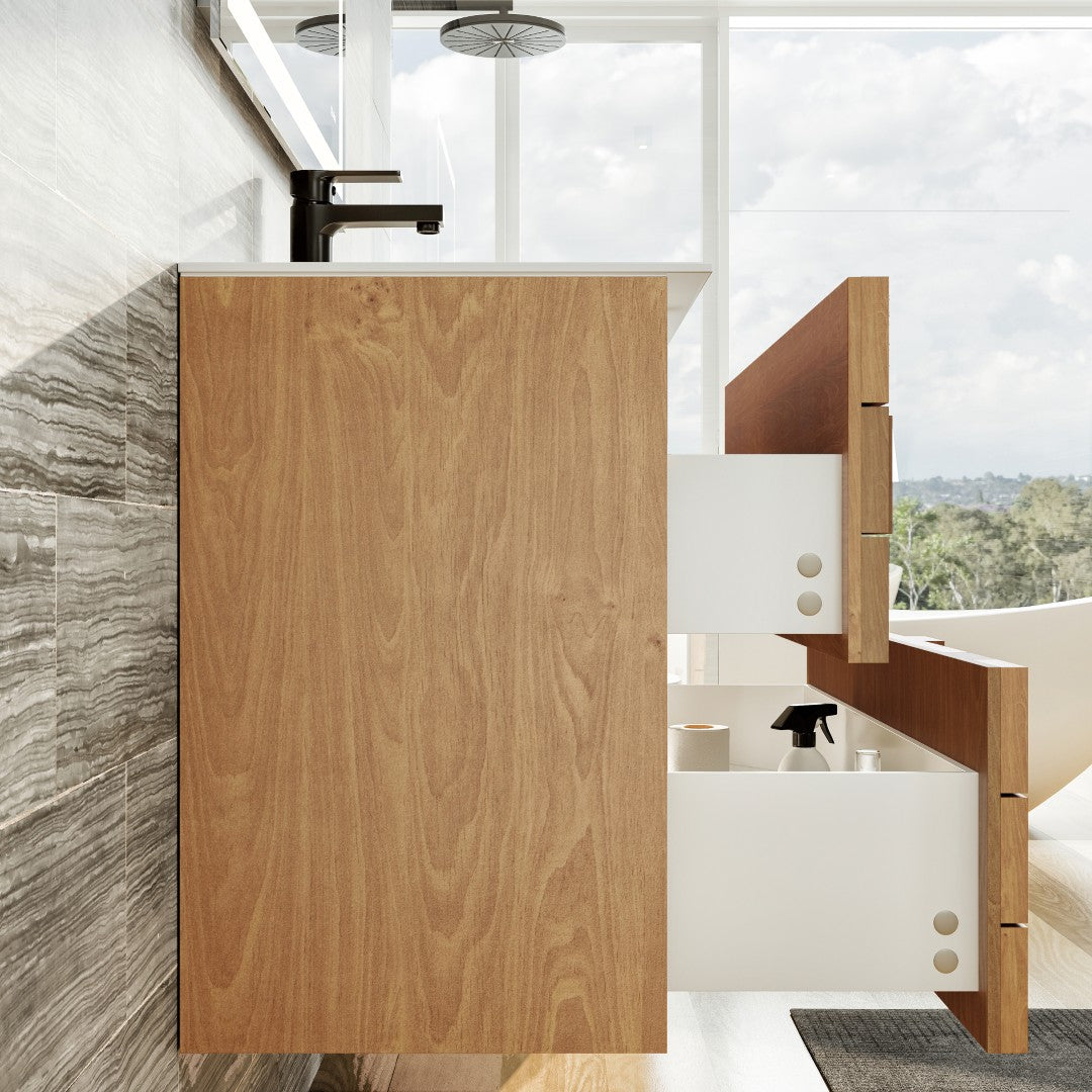 Eviva Mosaic Wall Mount Bath Vanity with Solid Surface Top and Integrated Sink (33"-49")