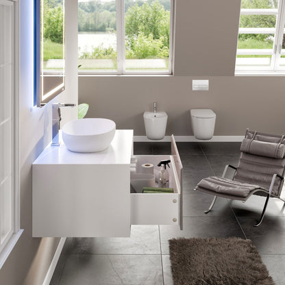 Eviva Santa Monica Wall Mount Bath Vanity with Acrylic Top and Vessel Solid Surface Sink (30"-36")