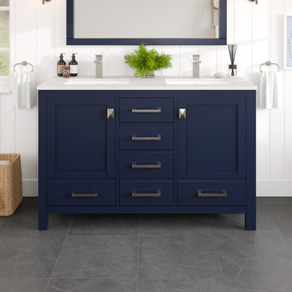 Eviva London Bath Vanity with Carrara Quartz Top and Undermount Porcelain Sink (20"-60")
