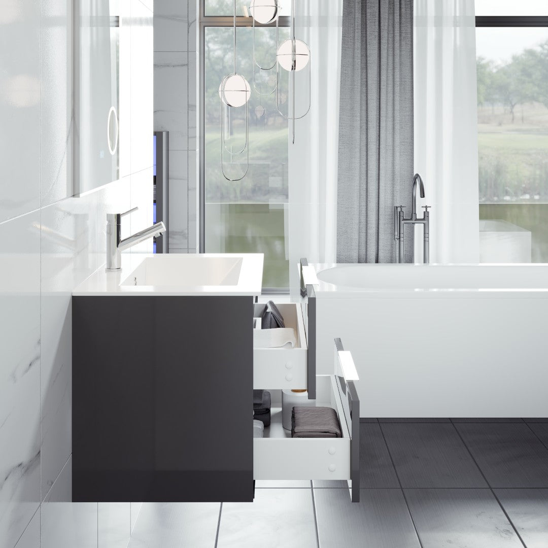 Eviva Galsaky Wall Mount Bath Vanity with Porcelain Top and Integrated Sink (24"-32")