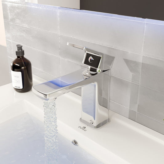 Eviva Lux Single-Handle Waterfall Single-Hole Bathroom Faucet with Deckplate Included in Chrome