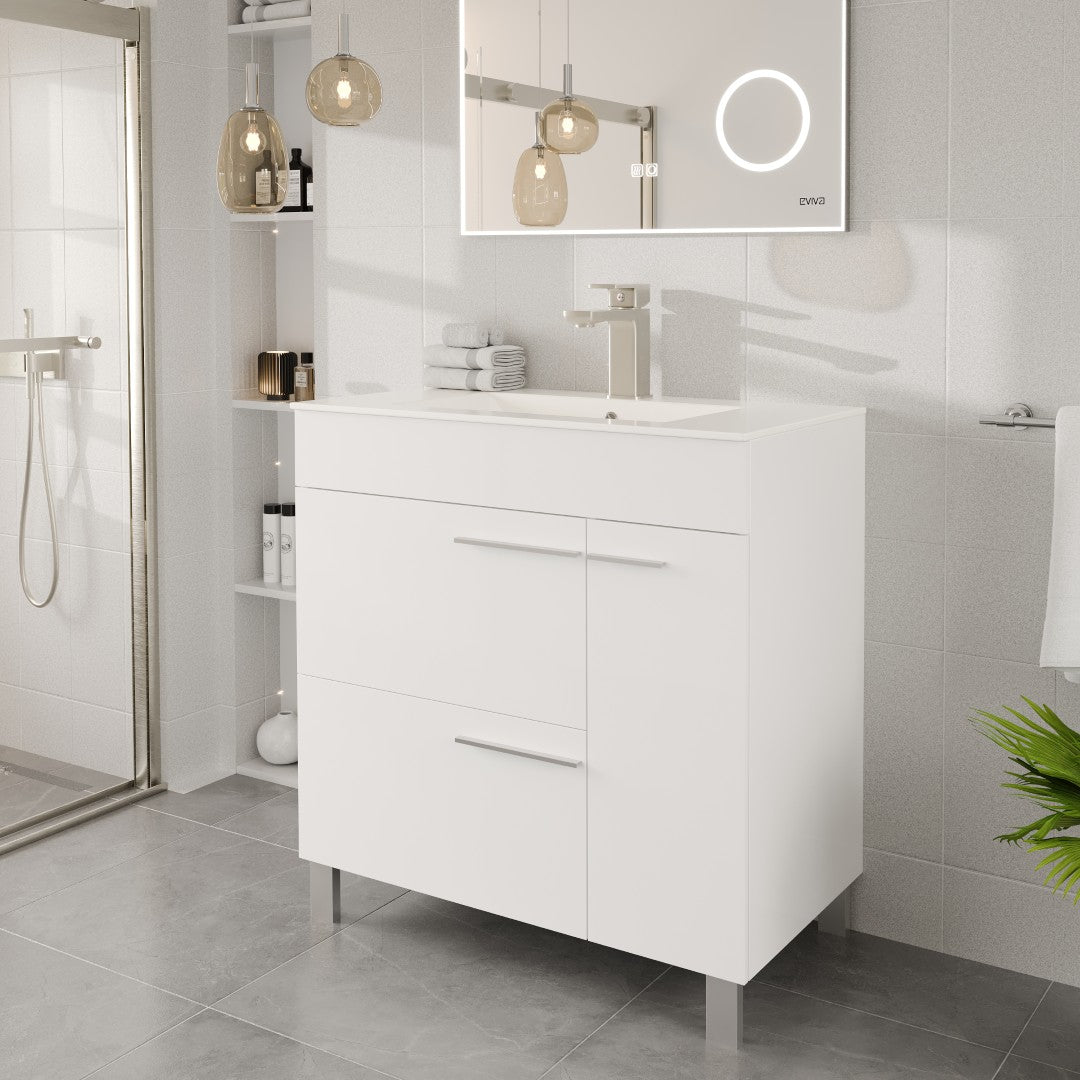 Eviva Lux Single-Handle Waterfall Single-Hole Bathroom Faucet with Deckplate included in Brushed Nickel