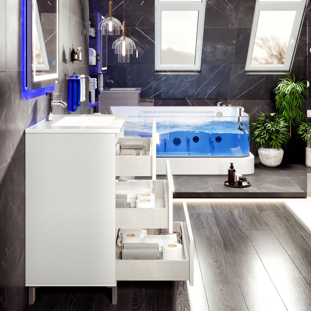 Eviva Deluxe Bath Vanity with Porcelain Top and Integrated Sink (20"-32")