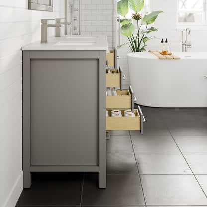 Eviva London Bath Vanity with Carrara Quartz Top and Undermount Porcelain Sink (20"-60")