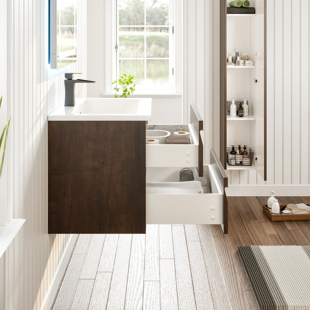 Eviva Joy Bath Vanity with Porcelain Top and Integrated Sink (24"-40")