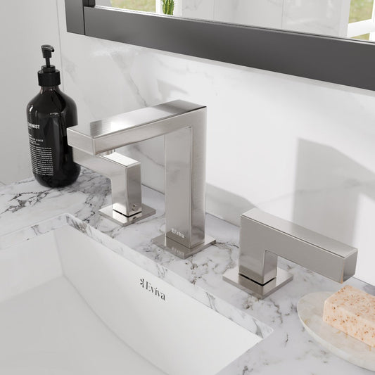 Eviva Sleek 2-Handle Waterfall Widespread Bathroom Faucet with Deckplate Included in Brushed Nickel